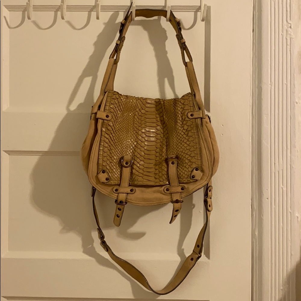 ABRACO Paris suede / snake leather mix bag